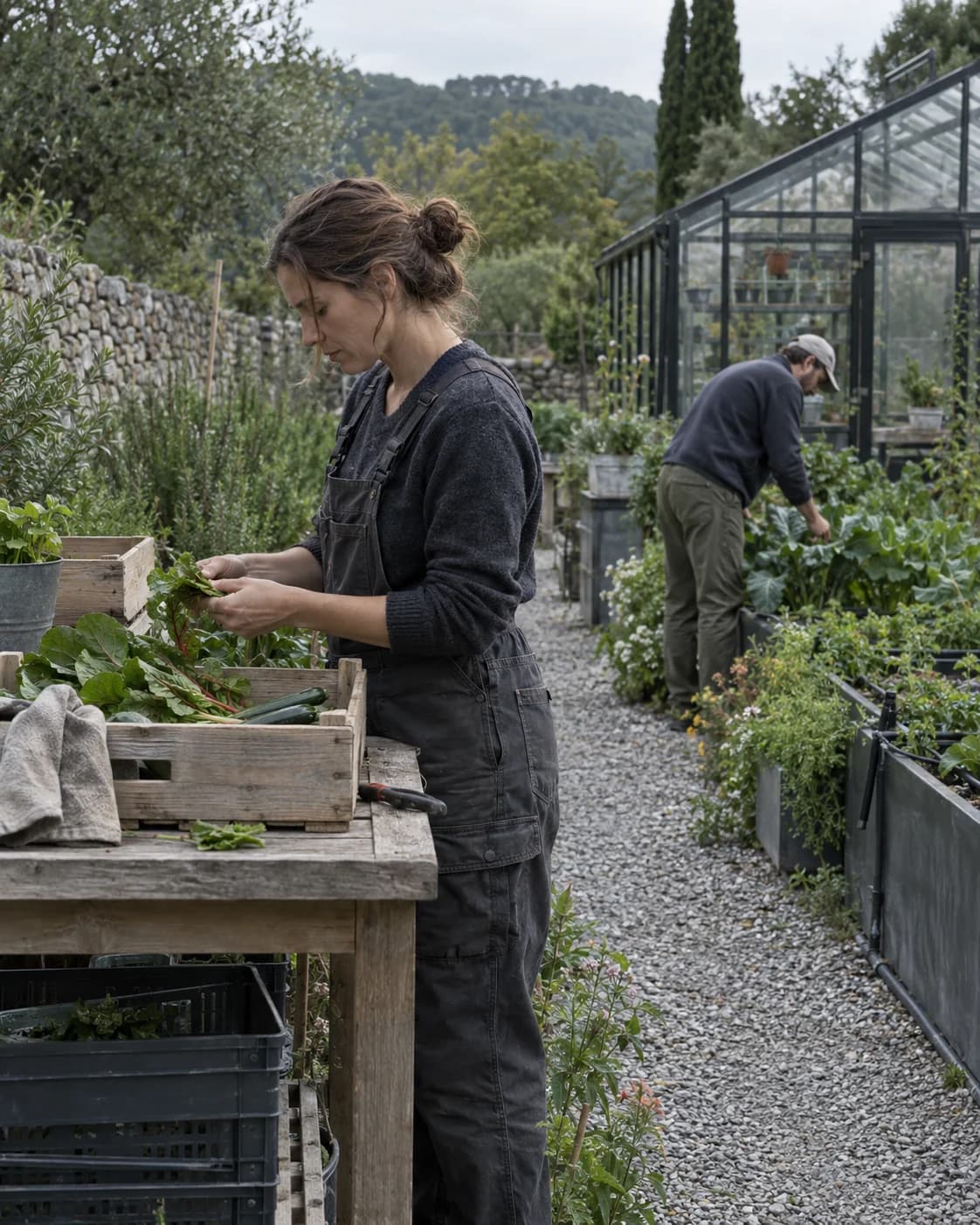 Harvesting produce in the settlement
